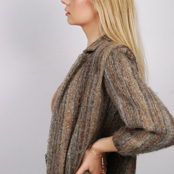 70s Mohair Duster Jacket (S) small grey brown MJ Seattle vintage trench wool - Picture 7 of 9